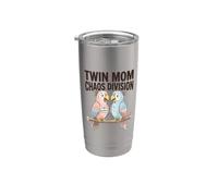 Mamá gemela División del caos Vida Loro Gemelos Humor Divertido Vaso térmico de acero inoxidable de doble pared