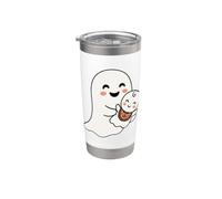 Mama Ghost and Baby Ghost Cute Halloween Mom Boo Family Vaso térmico de acero inoxidable de doble pared