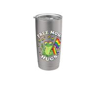 Mamá gratis abraza a su aliada LGBTQI Pride Month Frog Vaso térmico de acero inoxidable de doble pared
