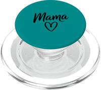 Mama Heart - Letras Minimalistas Motherhood - Verde Azulado PopSockets PopGrip para MagSafe