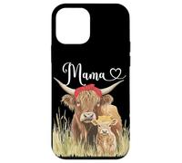 Mama Highland Cow Con Bebé Pantorrilla Vaquera Vaquera Día de la Madre Carcasa para iPhone 12 mini