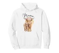 Mama Highland Cow with Baby Calf Floral Mom Mother's Day Sudadera con Capucha