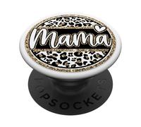 Mama Leopard Print Heart Pattern Aesthetic Motherhood PopSockets PopGrip Adhesivo