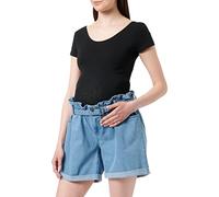 MAMA.LICIOUS MLNEWBARKA Belted Denim Shorts, Pantalones Cortos premamá Mujer, Light Blue Denim,