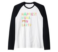 Mamá Más Feliz En La Tierra Día De La Madre Princesa Camiseta Manga Raglan