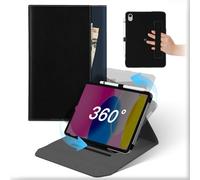 MAMA MOUTH Funda para iPad 10ª Generación 10.9 Pulgadas 2022, Carcasa Cuero 360°Soporte Giratorio y Desmontable con Portalápices&Bolsillo,Auto Sueño/Estela Case Tapa para iPad 10ª Gen 2022 Negro Azul