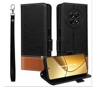 MAMA MOUTH Funda para Realme 13 5G / Realme 12 5G / Realme 12X, Piel Magnético Libro Carcasa,Flip Tapa Ranura Tarjeta Funda con Soporte, Antigolpes Slim TPU Bumper Wallet Case Cover con Correa Negro