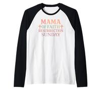 Mama of Faith Resurrection Sunday Christian Mama Cita Camiseta Manga Raglan