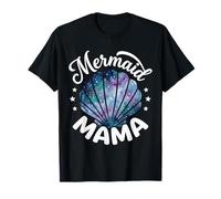 Mama of The Birthday con Forma de Concha de Sirena y Flores Rosas a Juego Camiseta
