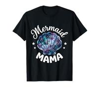 Mama of The Birthday con Forma de Concha de Sirena y Flores Rosas a Juego Camiseta