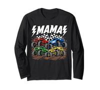 Mamá Retro Monster Truck Family Crew Cumpleaños a Juego Mamá Manga Larga