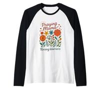 Mamá Rezando Guerreros Corazones Espirituales Camiseta Manga Raglan