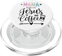 Mama Runs on Coffee and Jesus,Fueled by Jesus and Coffee Mom PopSockets PopGrip para MagSafe