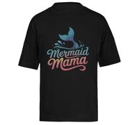 Mamá Sirena Camiseta Extragrande Holgada Negra Unisex Unisex Black tee Baggy Oversized T-Shirt