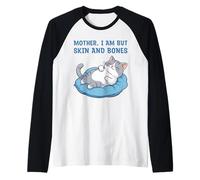 Mamá, Soy Pero Piel y Huesos Gracioso Gato mamá Amante de los Gatos Camiseta Manga Raglan