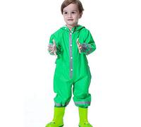 mama stadt Mono de Lluvia Niño Niña Traje Impermeable Bebe Chubasquero Reflectante 100% Impermeable Mono Chubasquero Chaqueta de Lluvia con Capucha, Rana Verde/L(6-8 años)