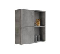 Mama Store Atena-Armario Colgante con 2 Puertas y Compartimentos por día, Color Cemento, Madera, Gris Hormigón, L.71 x P.22 x H71 CM