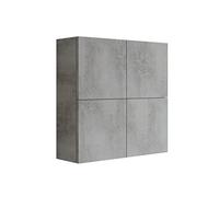 Mama Store Atena - Armario Doble con 4 Puertas y Sistema de Apertura Push and Pull, Laminado, Gris Cemento, 71 x 22 x 71 cm