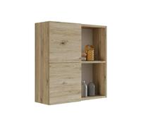 Mama Store Athena-Armario Colgante de 2 Puertas con Compartimentos para cavidades, Madera, Roble Natural, L.71 x P.22 x H71 CM
