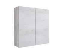 Mama Store ERA Armario Doble 2 Puertas y Sistema de Apertura Push and Pull, Laminado, Roble Blanco L. 68 x P. 22 x H. 71 cm