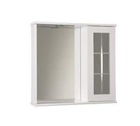 Mama Store Espejo de baño con Inglesina y luz LED-Blanco Brillante Lacado, L. 69 cm x P. 16 cm x H 64 cm