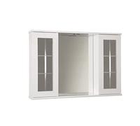 Mama Store Espejo de baño con Inglesina y luz LED-Blanco Brillante Lacado, L. 92 cm x P. 16 cm x H. 64 cm