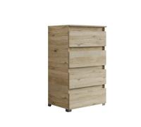 Mama Store Roble Natural, cajonera 60 cm 4 cajones: 61 x 44 x 103 cm (Largo x Ancho x Alto) cm, Madera ingenierizada, P. 44 x Altura 103
