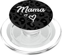 Mama Texto para mamá en patrón de Guepardo Negro con corazón PopSockets PopGrip para MagSafe