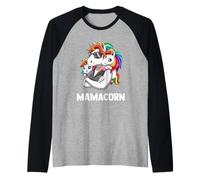 Mamá Unicornio con Dos Hijos Mamá Guay Camiseta Manga Raglan