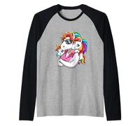 Mamá Unicornio con Dos Hijos Mamá Guay Camiseta Manga Raglan