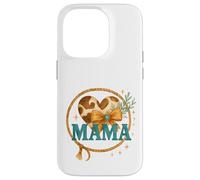 Mama Western Cow Print Lasso Heart Watercolor Carcasa para iPhone 14 Pro