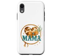 Mama Western Cow Print Lasso Heart Watercolor Carcasa para iPhone XR