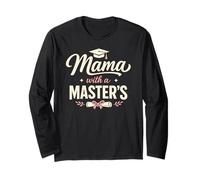 Mama with A Masters Degree Proud Mom Graduate Achievement Manga Larga