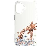 Mamá y bebé Jirafa abejorro Flor Lindo Animales Carcasa para iPhone 16