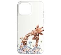 Mamá y bebé Jirafa abejorro Flor Lindo Animales Carcasa para iPhone 16 Pro MAX
