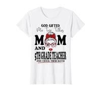 Mamá y Maestra de 5to Grado Día de la Madre Doble Bendición Camiseta