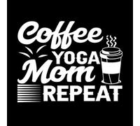Mamá yoga con café repite el diseño del Día Internacional del Café Pegatinas de pared de papel adhesivo 64x82.7cm Decoración artística Blanco