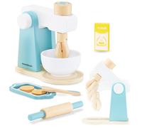 Mamabrum Batidora de Juguete de Madera - Cocinita Infantil con Accesorios Tazón, Rodillo, Galletas - Cocinita Educativa Montessori para Niños 3 Años - Juguetes de Madera Seguros y Duraderos