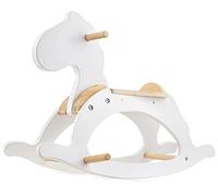 Mamabrum Caballito Balancín para Bebés de Madera - Balancín Infantil 1 Año con Asiento Ergonómico y Reposapiés - Saltador Bebe Seguro hasta 50kg - Diseño CláSico Blanco 70x47cm