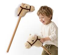 Mamabrum Caballo de Juguete con Palo 80 cm Beige para Niños