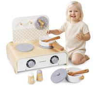 Mamabrum Cocina plegable de madera para niños - Mini cocina compacta con accesorios para jugar a cocinar