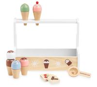 Mamabrum Heladería Juguete de Madera para Niños - Set Completo con 6 Bolas de Helado, Toppings y Obleas - Juguete Educativo Que Desarrolla Coordinación y Creatividad - 3+ Años