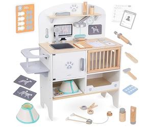 mamabrum Hospital Veterinario de Madera - Juguete Educativo Infantil con Accesorios - Clínica Veterinaria para Mascotas - Juego de rol Niñas Niños 3+ Años, 75,5 x 32 x 84 cm