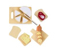 Mamabrum Juego de Desayuno de Madera para niños, Comida de Juguete, Accesorios para la Cocina de Juguete, pequeño Chef, Utensilios de Cocina Infantiles, Tabla de Cortar para los más pequeños