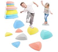Mamabrum Juego De Piedras De Equilibrio 9 Piezas - Colores Pastel, Antideslizantes, Plástico Resistente, Desarrolla Motricidad Y Equilibrio, Para Niños 3+, Soporta Hasta 100 kg, Fácil De Limpiar