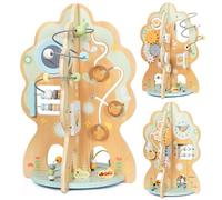 mamabrum Juguete Educativo Árbol de Madera - Centro de Actividades 10 en 1 para Bebé 1 Año - Juguetes Niños 1 Año con Laberinto, Engranajes y Reloj - 44,5cm