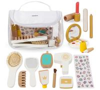 Mamabrum Kit de Maquillaje para niños 3+, 15 Piezas, Accesorios de Madera + Bolsa de cosméticos, Juguete Duradero y Seguro para niñas, Bolsa de cosméticos de Juguete, Juguete Creativo, Juego de Roles
