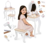 Mamabrum Makeup Dreeser - Maquillaje de Madera Dresser para Niñas - Vanidad,Perfume, Esmalte de uñas, Cepillo, Lazos para el Pelo y Mesa de Maquillaje Estación de Maquillaje Niña Pequeña