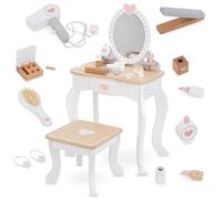 mamabrum Makeup Dreeser - Maquillaje de Madera Dresser para Niñas - Vanidad,Perfume, Esmalte de uñas, Cepillo, Lazos para el Pelo y Mesa de Maquillaje Estación de Maquillaje Niña Pequeña