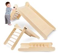 Mamabrum MAM202 Slide - Tobogán Infantil a Partir de 3 años, Plegable de Madera con Escalera Segura para Interiores, tobogán de Madera de Haya de Calidad para diversión Activa